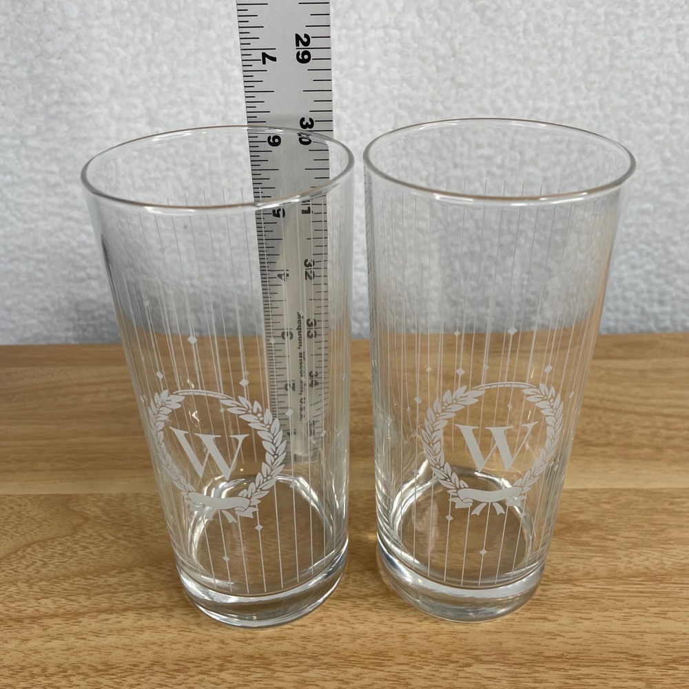 Set of 2 Vintage Etched Monogram "W" Highball Glasses Avon Personally Yours - Picture 4 of 5